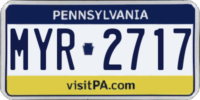 PA license plate MYR2717