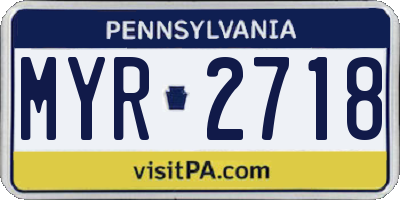 PA license plate MYR2718
