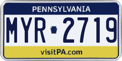 PA license plate MYR2719