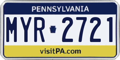 PA license plate MYR2721