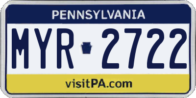 PA license plate MYR2722