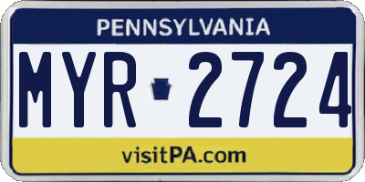 PA license plate MYR2724
