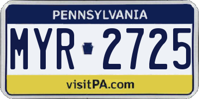 PA license plate MYR2725
