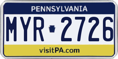 PA license plate MYR2726