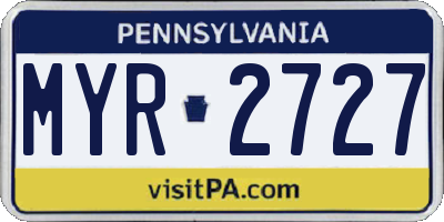 PA license plate MYR2727