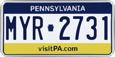 PA license plate MYR2731