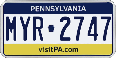 PA license plate MYR2747