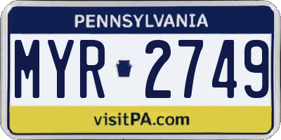 PA license plate MYR2749