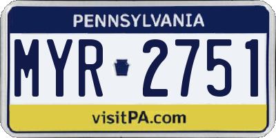 PA license plate MYR2751