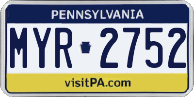 PA license plate MYR2752