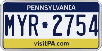 PA license plate MYR2754