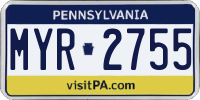 PA license plate MYR2755