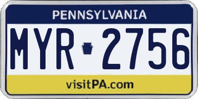 PA license plate MYR2756