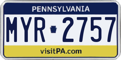 PA license plate MYR2757