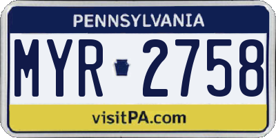 PA license plate MYR2758