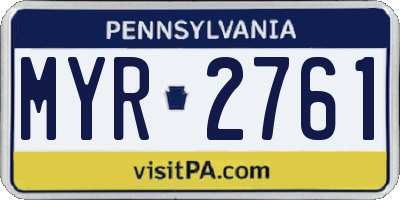 PA license plate MYR2761