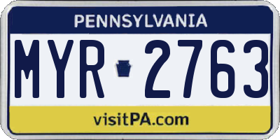 PA license plate MYR2763