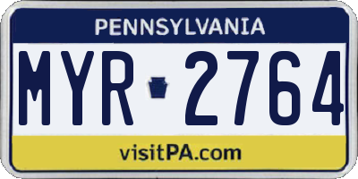 PA license plate MYR2764