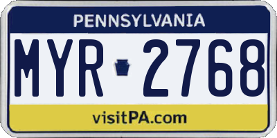 PA license plate MYR2768