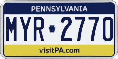 PA license plate MYR2770