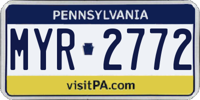 PA license plate MYR2772