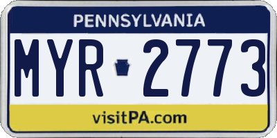 PA license plate MYR2773