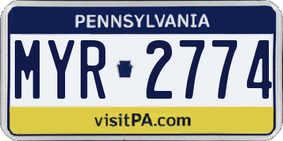PA license plate MYR2774