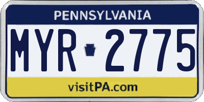 PA license plate MYR2775