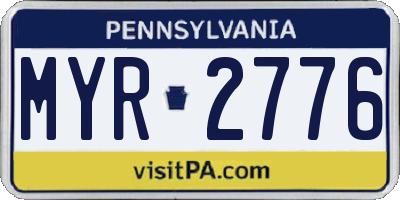 PA license plate MYR2776