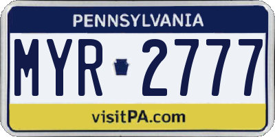 PA license plate MYR2777