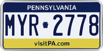 PA license plate MYR2778