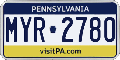 PA license plate MYR2780