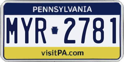 PA license plate MYR2781