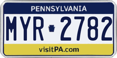 PA license plate MYR2782