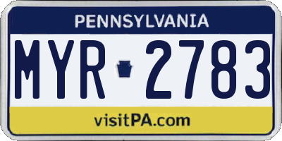 PA license plate MYR2783