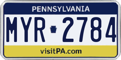 PA license plate MYR2784