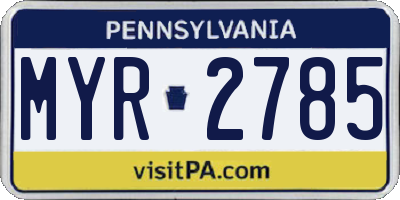PA license plate MYR2785