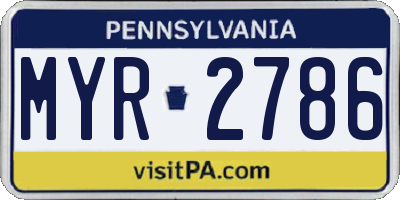 PA license plate MYR2786