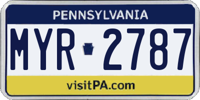 PA license plate MYR2787