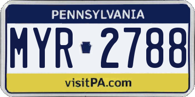 PA license plate MYR2788