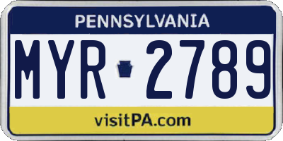 PA license plate MYR2789