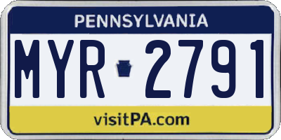 PA license plate MYR2791