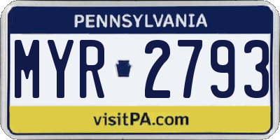 PA license plate MYR2793