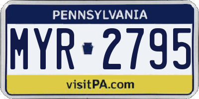 PA license plate MYR2795