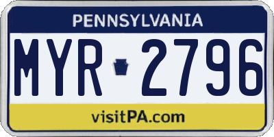 PA license plate MYR2796