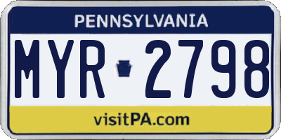 PA license plate MYR2798
