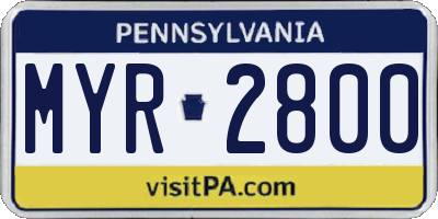 PA license plate MYR2800