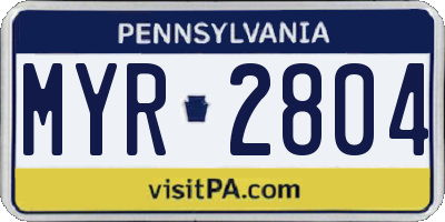 PA license plate MYR2804