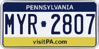 PA license plate MYR2807