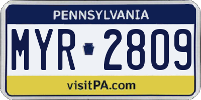 PA license plate MYR2809